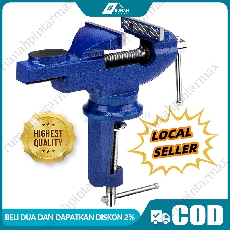 Ragum putar 3 inch with Anvil / catok vise 70mm / Tanggem mini 3" BESTTOOLS / Klem meja / clamp meja