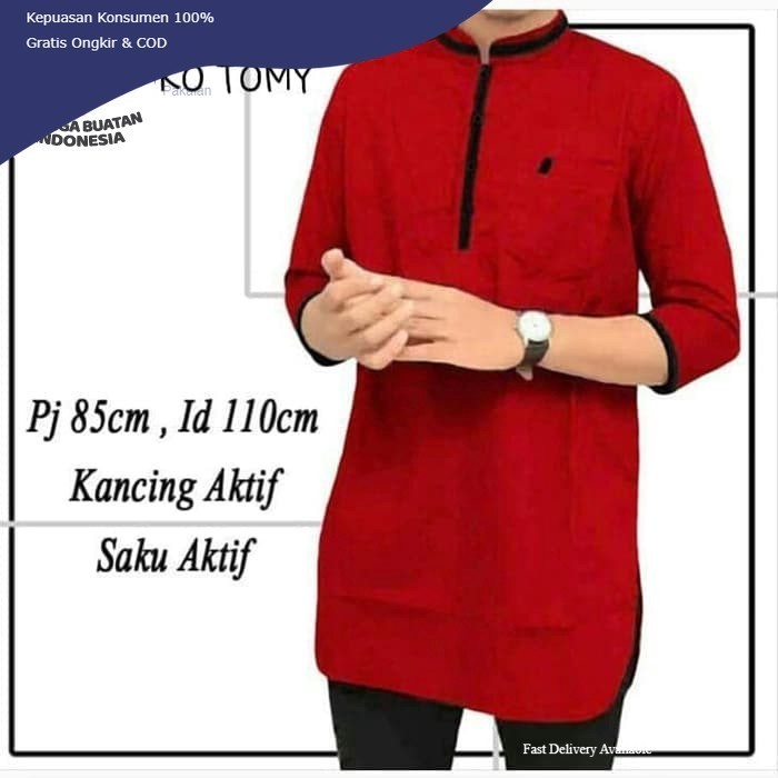 Pakaian KOKO TOMY MERAH BATA SC Koko pria katun merah bata Fashion Terbaru