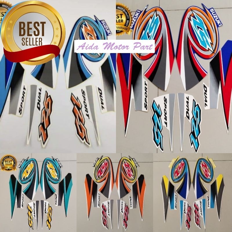Striping Stiker Polet motor suzuki ts 125 ts125 2004 2005 biru putih list body standar berkualitas m