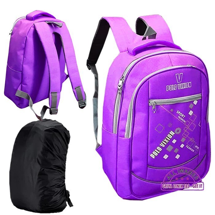 Tas Sekolah Anak SD Vision gratis Jas Hujan - Tas anak sekolah Cewe - Ungu