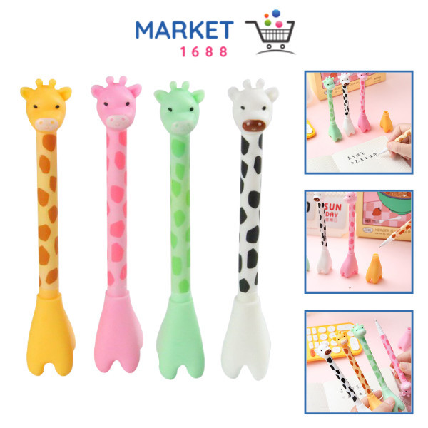 

Market1688 Pena Tinta Hitam Karakter Hewan Lucu Model Animal Pen Gel Jerapah Girrafe Ballpen Pena Pulpen Ujung Lancip Karakter