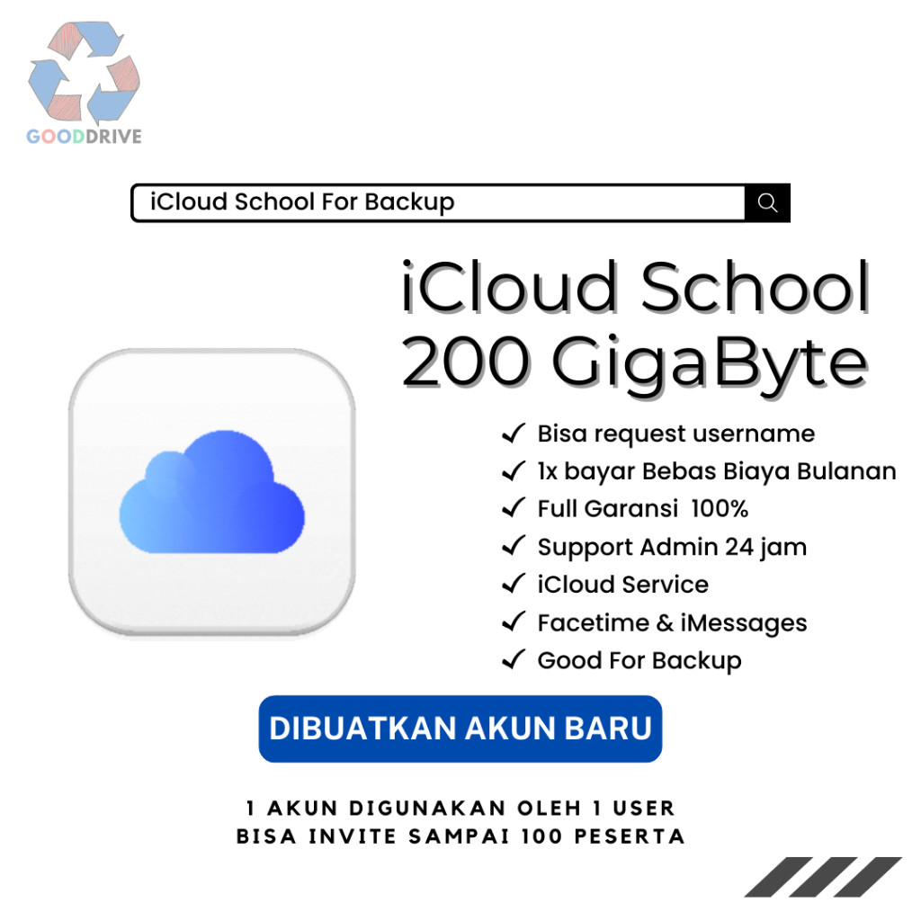 ICLOUD SCHOOL 200GB LIFETIME DURATION