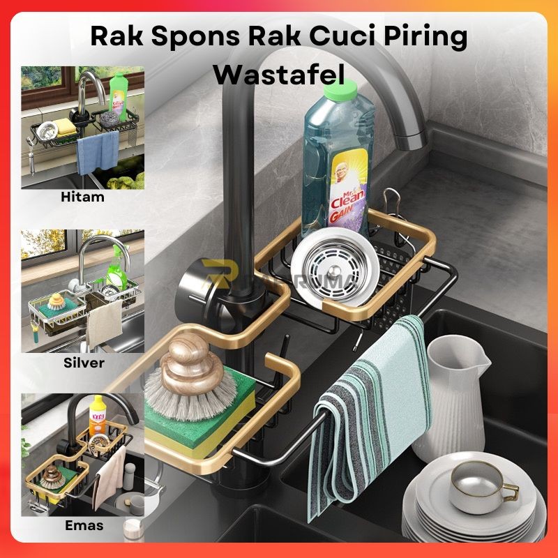 Rak Holder Sabun Cuci Piring / Rak Spons Rak Cuci Piring Wastafel / Rak Pengering Sabun Aluminium