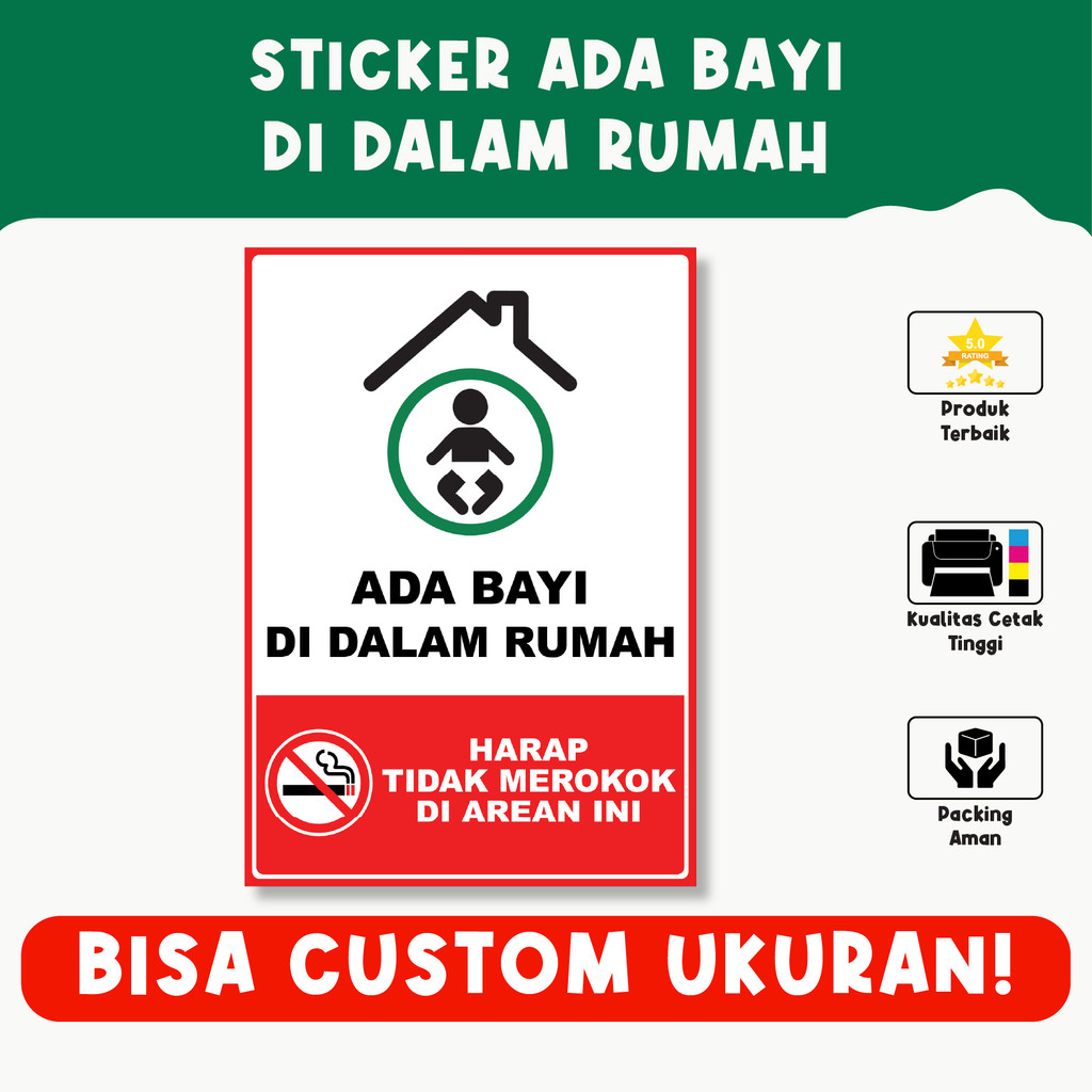 

Sticker Ada Bayi di Dalam Rumah – Pengingat Dilarang Merokok, Tahan Air, Vinyl Premium, Custom