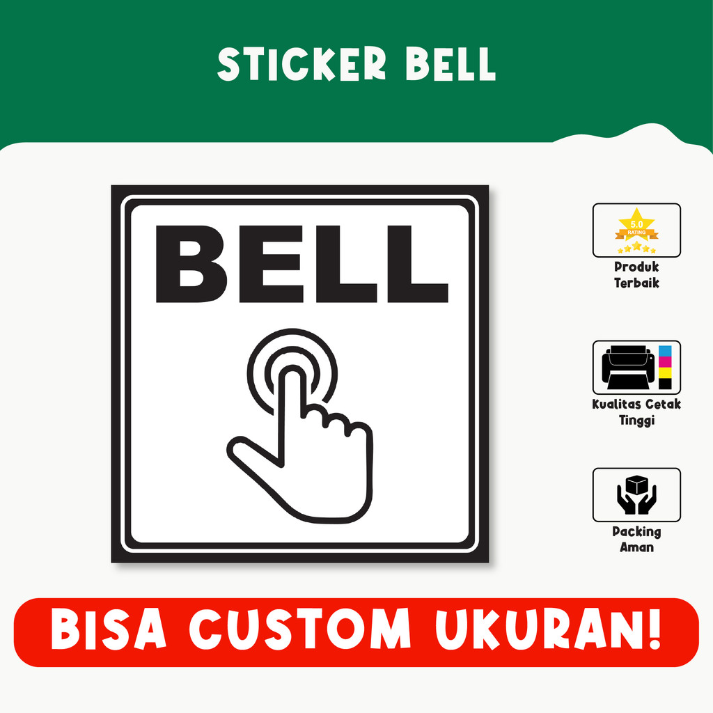 

Sticker Bell – Penanda Bel, Tahan Air, Vinyl Premium, Custom