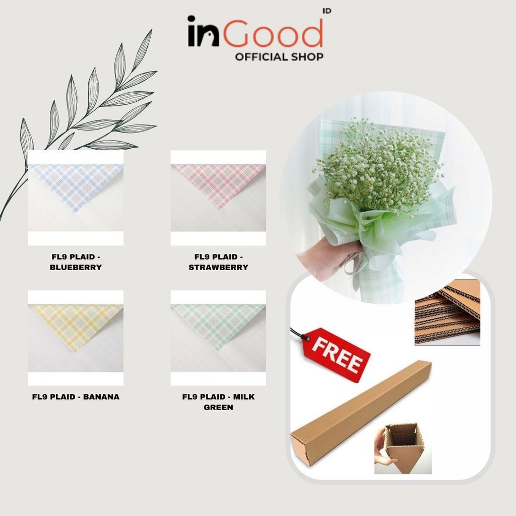 

IN GOOD - (5 LEMBAR) - FL9 PLAID Kertas Bunga Buket Motif Kotak Modern Florist Cellophane