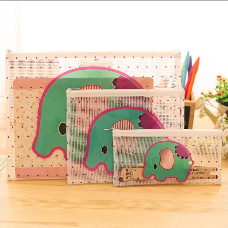 

1PC New Kawaii Cartoon Animal Transparent A4 File Folder Case Desk Paper Pencil Document Organizer Storage Bag Stationery