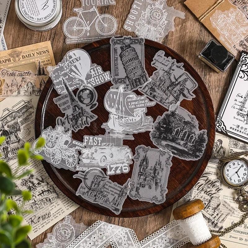 

20pcs/pack Translucent Litmus Paper Antique Stickers DIY Scrapbooking Collage Stationery Decor Junk Journal Stickers