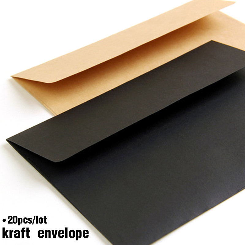 

20 pcs/lot Black White Red Kraft Paper Envelopes Vintage European Style Envelope For Business Card Invitation