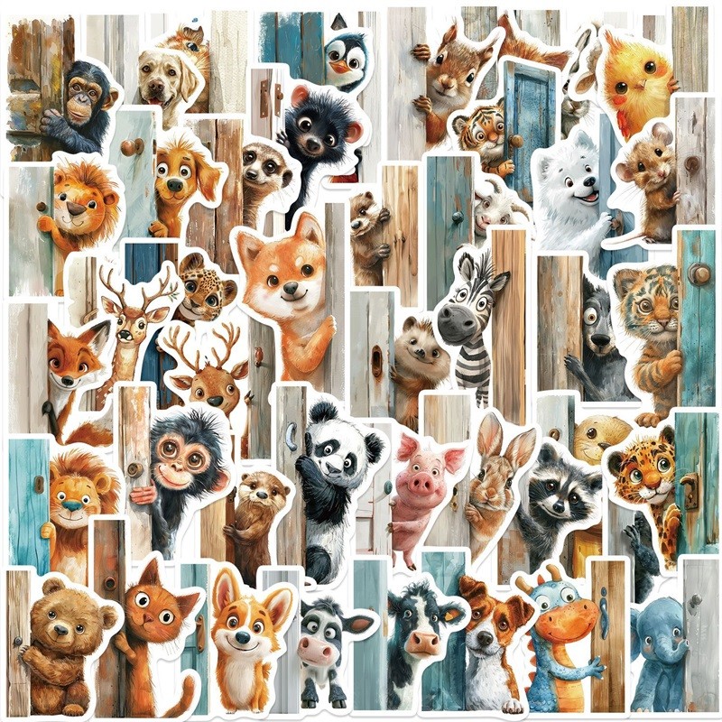 

10/30/50PCS Cute Animal Peeping PVC Sticker Aesthetic Decoration Scrapbooking Korean Stationery Hand Accounting School Supplies