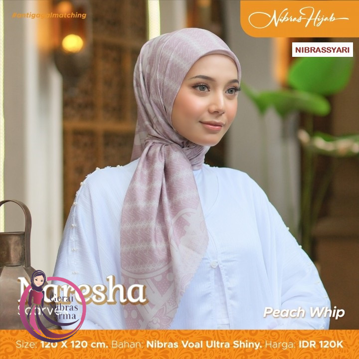 LEBARAN 2025 Naresha Scarves Hijab Segi Empat Bermotif Voal by Nibras