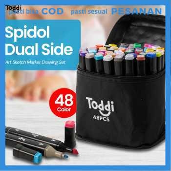 

Toddi Spidol Dual Side Fine Art Marker Brush Double Tip 1.0mm 6.0mm 24 Warna - CY-006