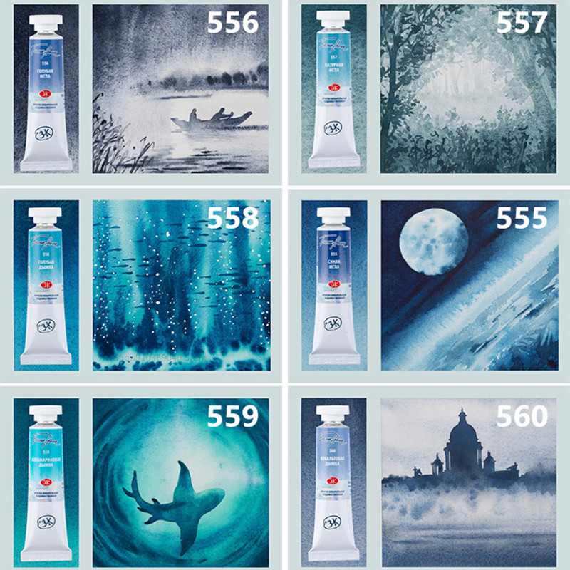 

2022 New Color Russian White Night Precipitation Color 15 Color Watercolor Paint White Night Artist-level Painting Art Supplies
