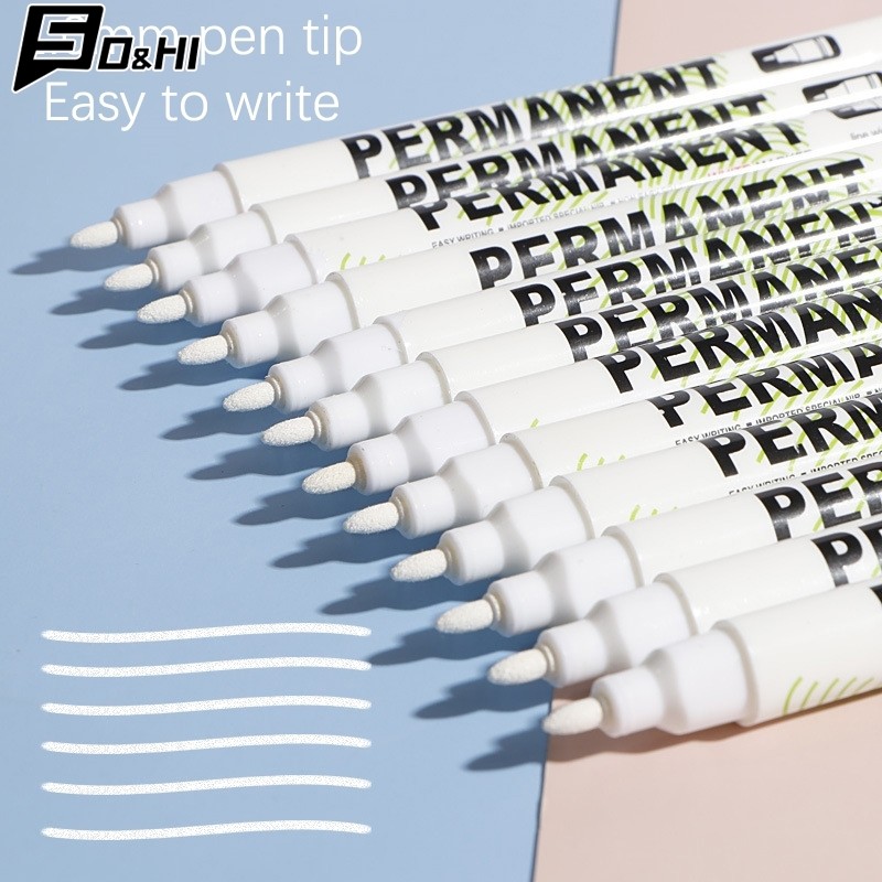 

2Pcs 1.0mm White Permanent Marker Pens Deep Hole Marker For Wood Rock Plastic Leather Glass Stone Metal Art Marker