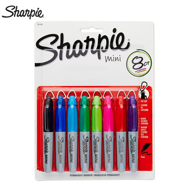 

4/8pcs Sharpie 35113 Compact Mini Marker with Keychain Carrying Oily Marker Stationery Dust-Free Purification Marker