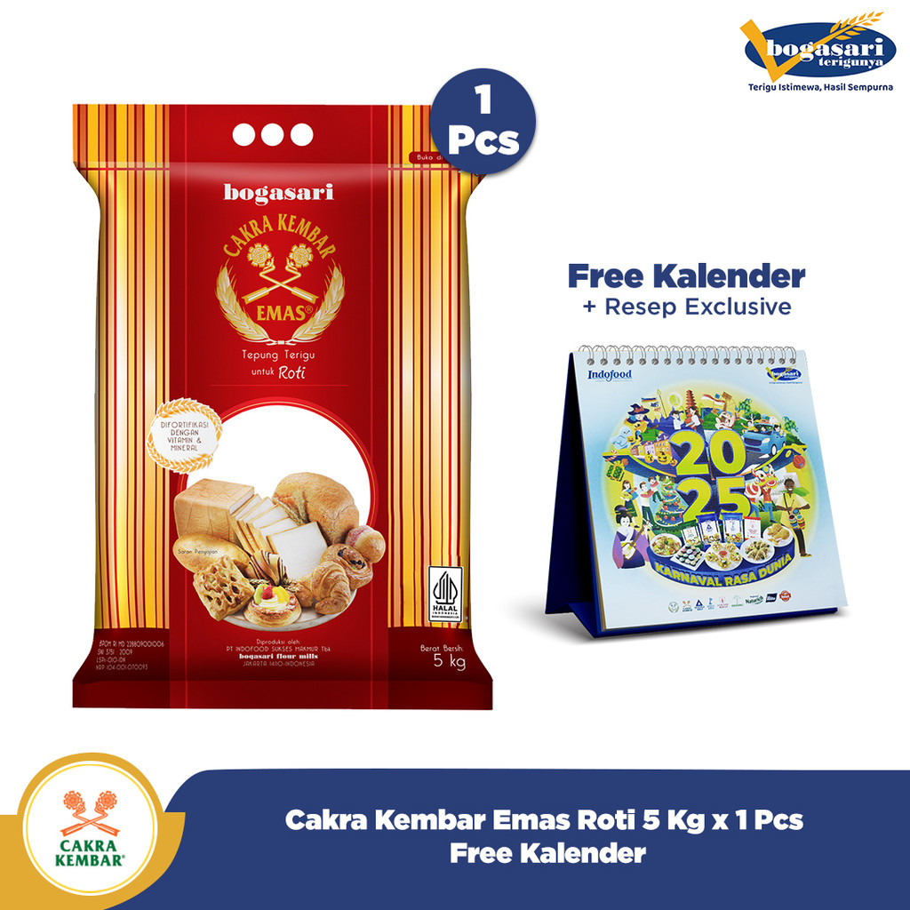 

Cakra Kembar Emas Roti 5 Kg x 1 Pcs + Kalender Meja 2025