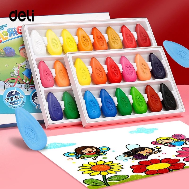 

Deli 12/24/36/48 Colors Crayons Do not Dirty Hands Washable Wax Crayon for Kids Coloring Graffiti Painting Art Supplies Pastel