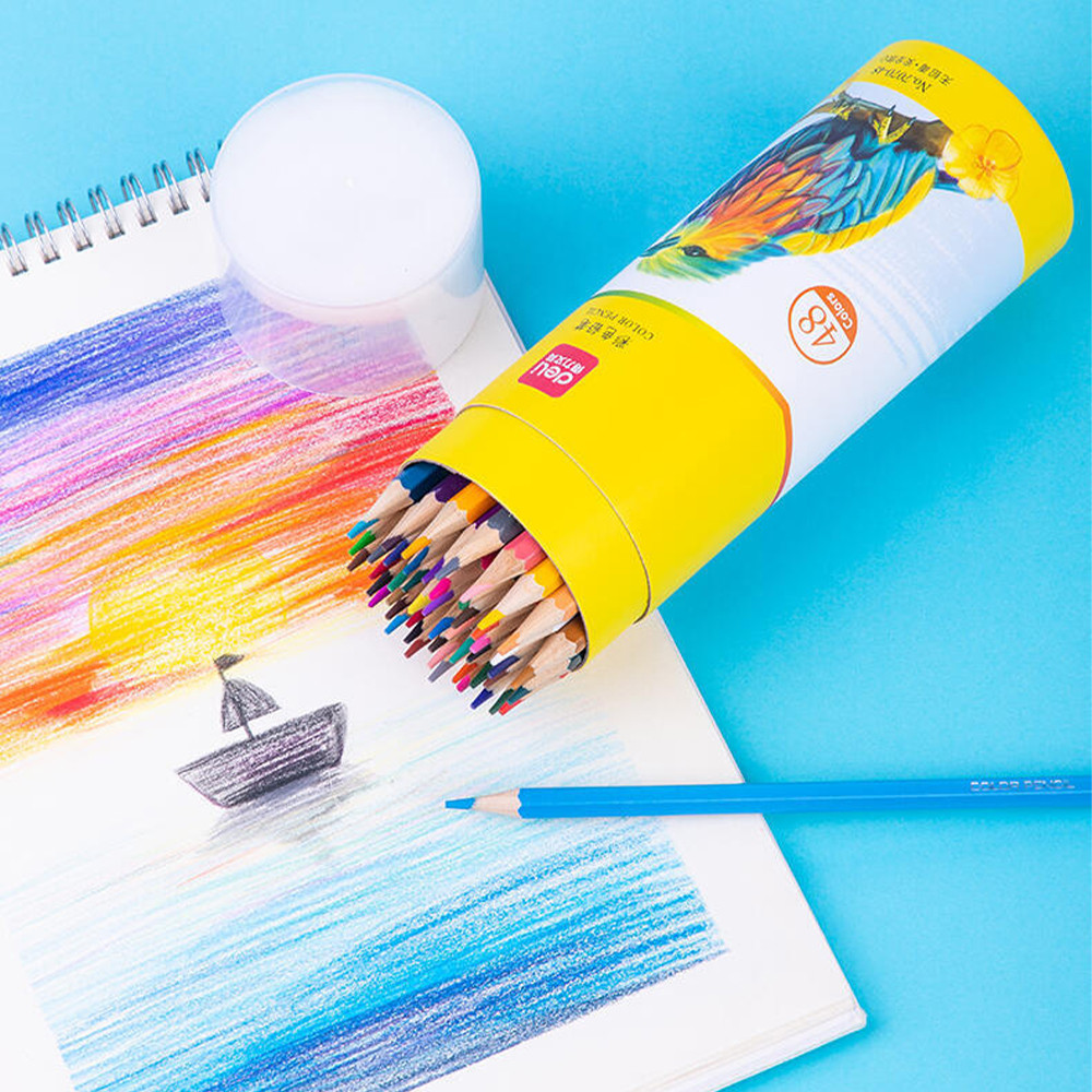 

Deli Colored Pencil Barreled Oily Color Pencil Set 12/24/36/48 Colors Professional Sketch Drawing Pencil for Student Art Supply