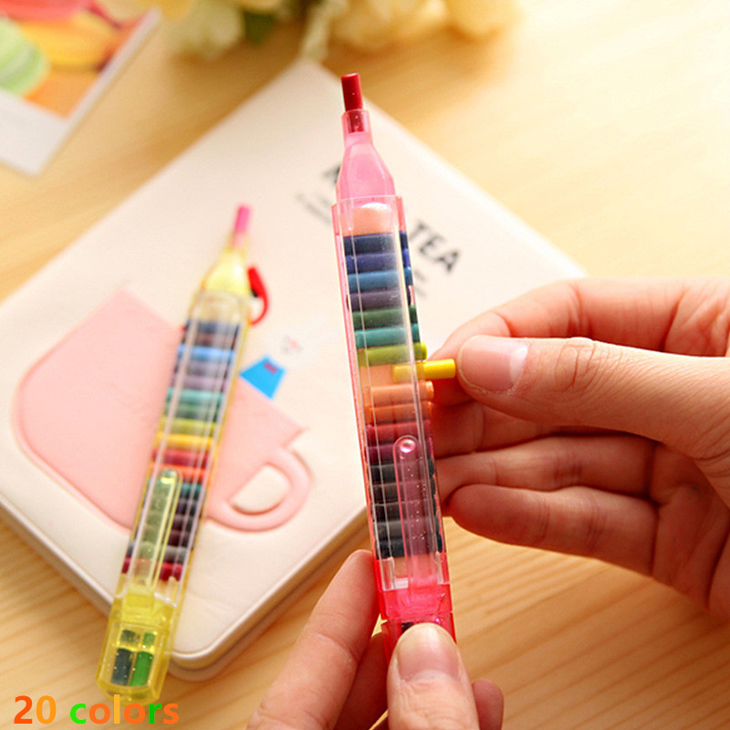 

20colors Crayon Student Drawing Color Pencil Multicolor Creative Art Kawaii Writing Pen For Kids Gift School Stationery Supplies