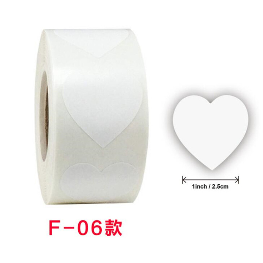 

500stickers/roll 2.5cm blank white Round Self Adhesive sticker white heart sealing labels