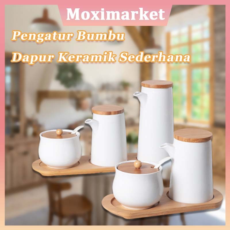 Set Serbaguna Pengatur Bumbu Dapur Keramik Sederhana Tempat Bumbu Unik elegan tempat bumbu 1 wadah k
