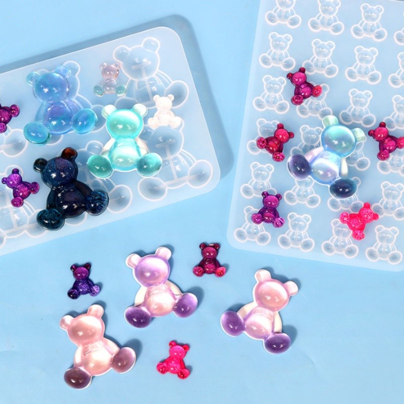

DIY Crystal Epoxy Resin Mold Bear Earring Brooch Hairpin Violent Bear Silicone Mold