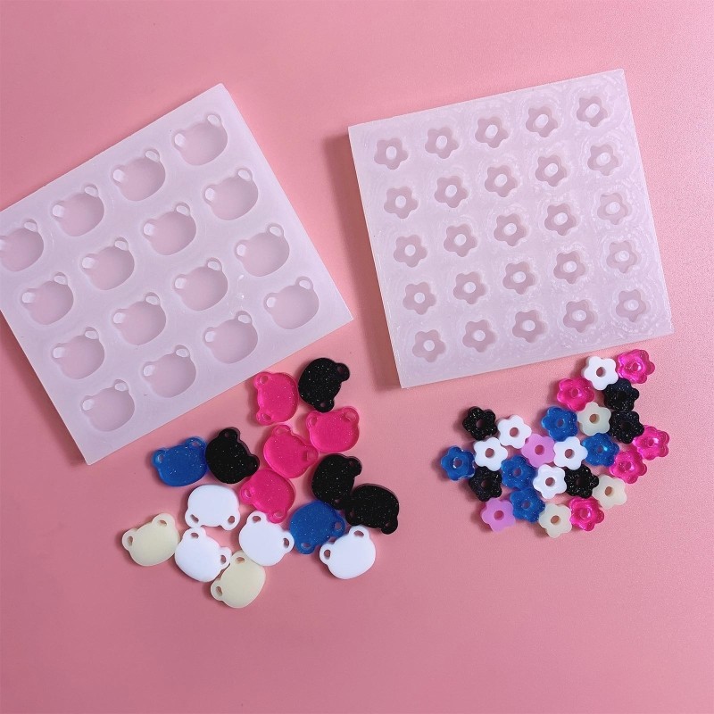 

DIY Cute Mini Bear Flowers Quicksand Shaker Keychain Mold Handmade Keychain Decorative Pendant Ornament Silicone Mould Bag Decor