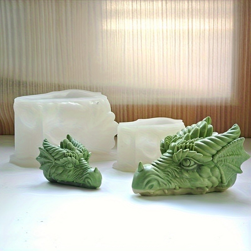 

3D Dragon Head Candle Silicone Mold Monster Dragon Resin Silicone Mould Dinosaur Fire Dragon Concrete Plaster Molds Home Decor