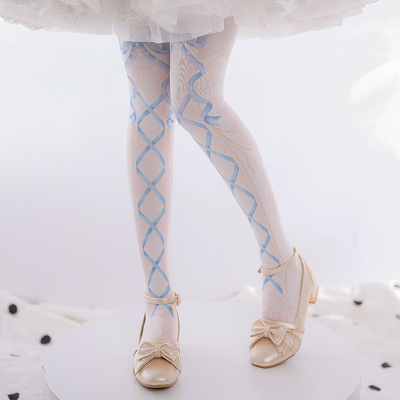 Lolita Socks Women's Spring/Summer 120d Velvet Printed Pantyhose Lolita Sweet Japanese Lolita Socks