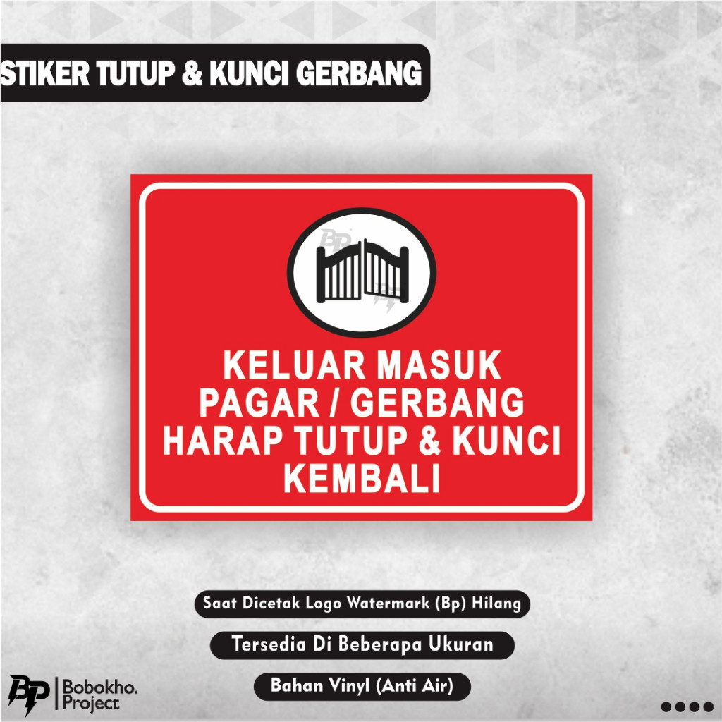 

Stiker Keluar Masuk pagar tutup kembali / Stiker keluar masuk pagar kunci kembali / Stiker Pagar tutup kembali / Stiker Gerbang Kunci kembali / Stiker Tutup Pagar / Stiker Tutup Gerbang
