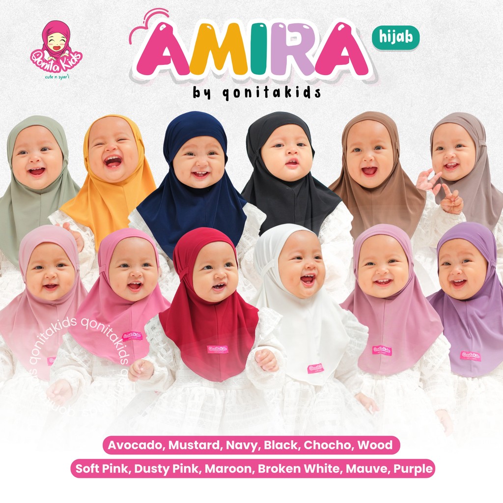 HIJAB ANAK - AMIRA (0 - 9 th)  by QONITA KID Hijab Bergo Anak Perempuan syari muslim cantik nyaman S