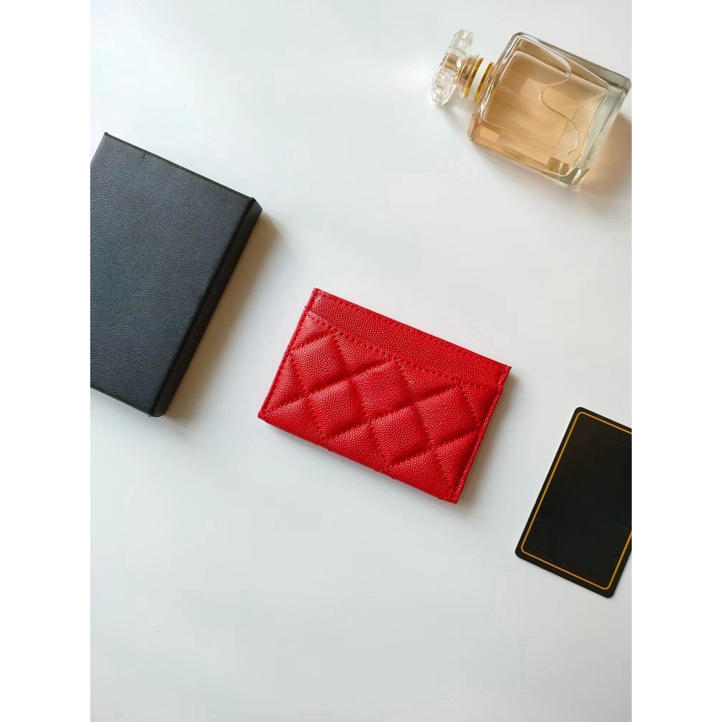 

Classic sheepskin card holder women's fashion authentic business wallet caviar leather series ultra-thin credit card holder