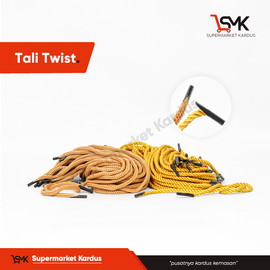 

TALI TWIST PAPERBAG DIAMETER 4/5mm - Talikur/tali/kraft/talipaperbag/paperbag/taligold/panjang44/panjang30