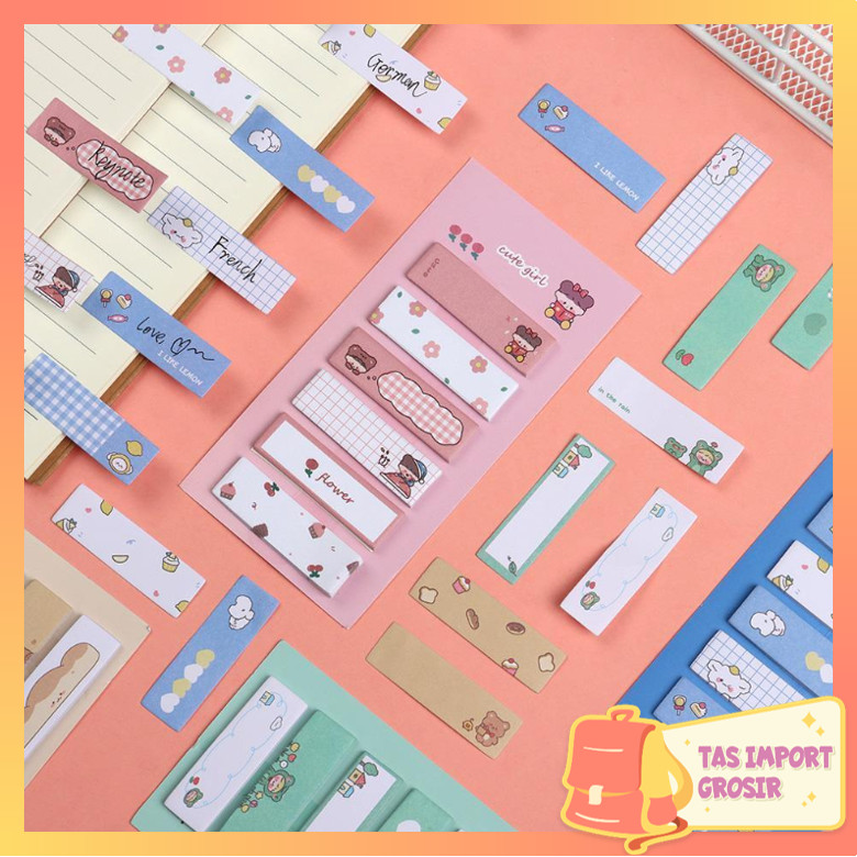 

TAS - S6222 Mini Memo Lucu 6 in 1 / Sticky Notes Label Karakter / Penanda Buku Memo Stick / Stationery Memo Pad Convenience Cute