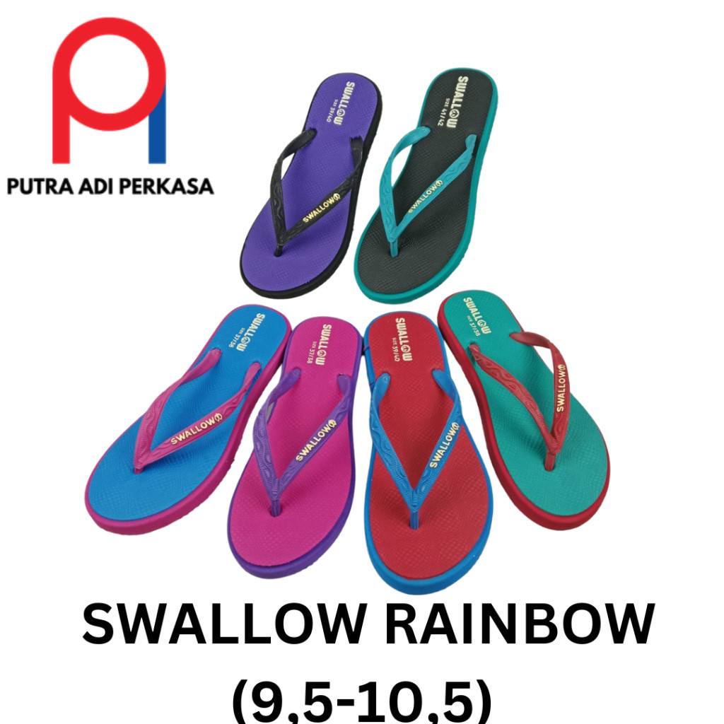 Swallow Rainbow Sandal Jepit Karet Wanita Santai Berkualitas Premium Anti Slip Lentur NEW ERA