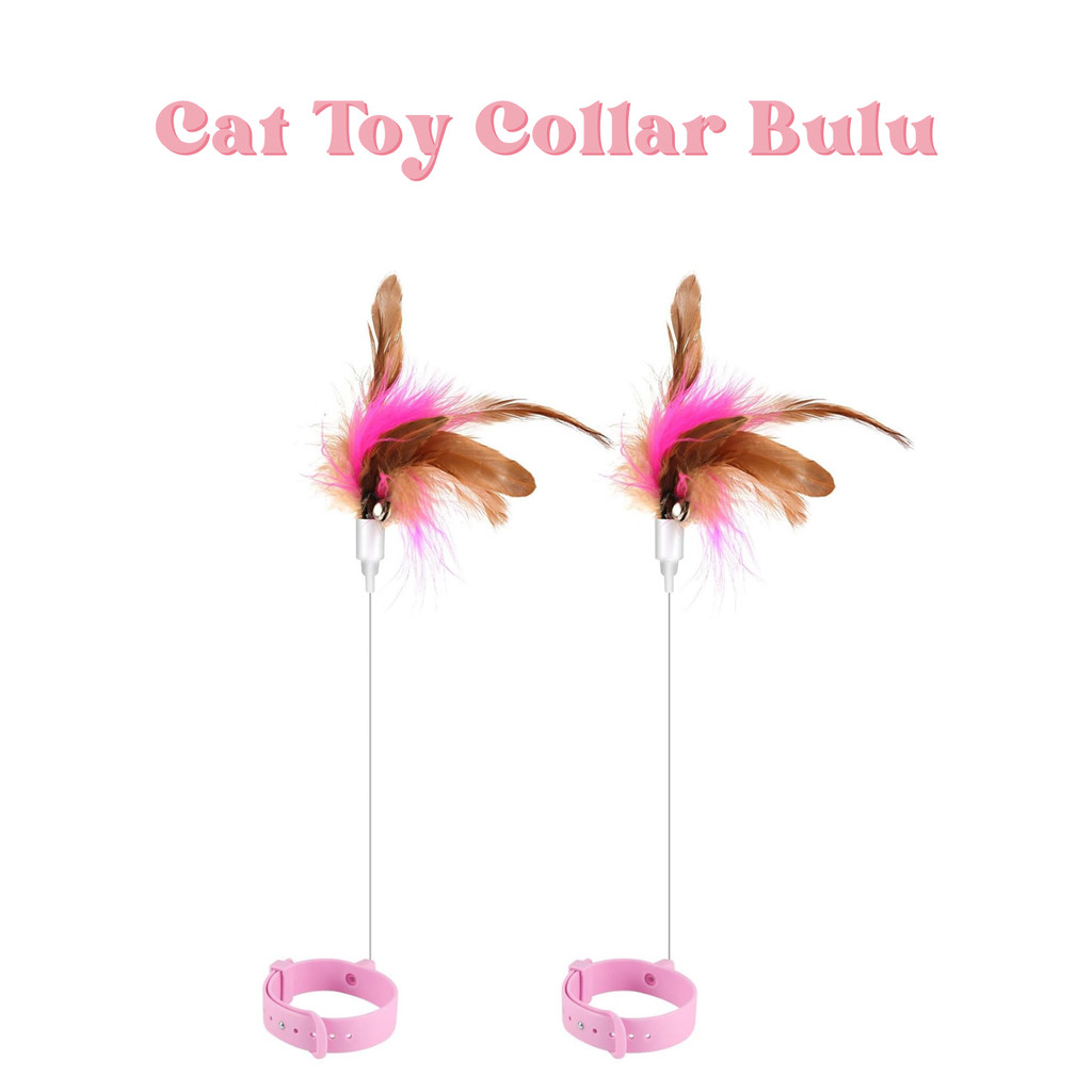 Kalung Mainan Bulu Tongkat Interaksi Di Leher Interaksi Kucing Cat Teaser Stick Pet Toys