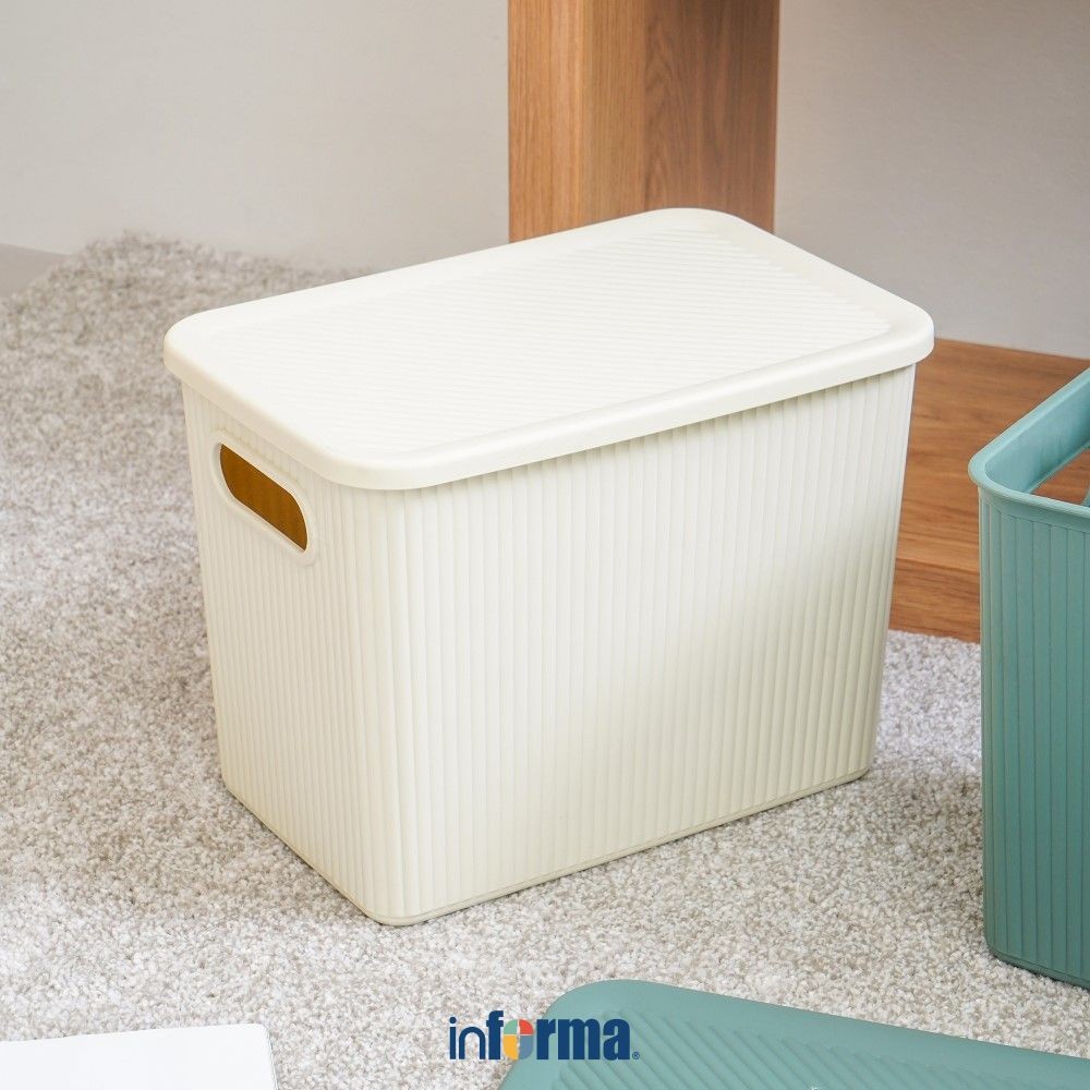 Informa 28.7x19x21.3 cm Kotak Penyimpanan Dengan Tutup - Putih Kotak Serbaguna Wadah Simpan Storage 