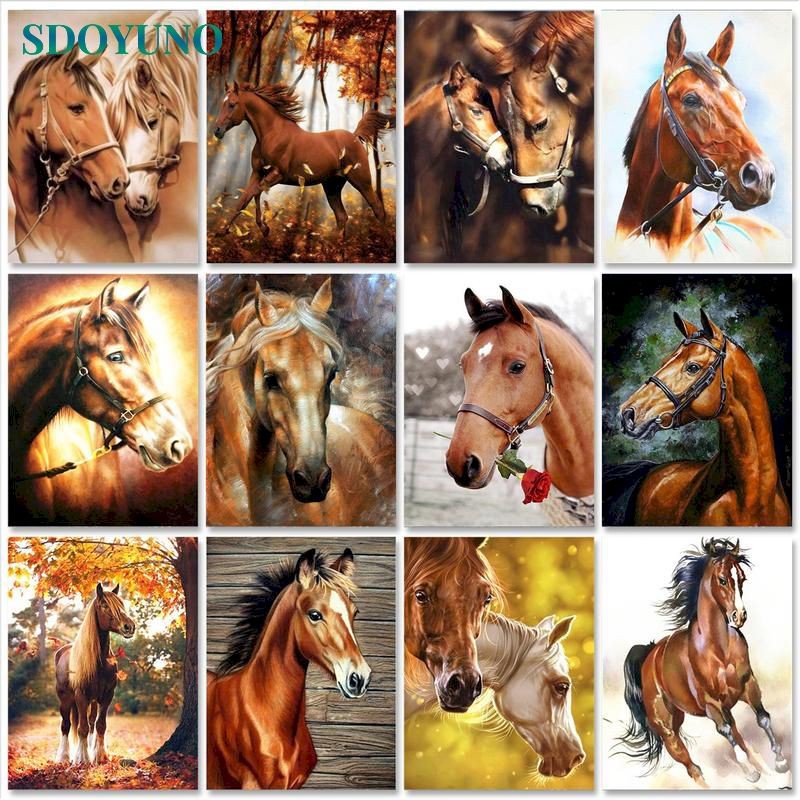 

SDOYUNO 40x50cm Paint By Numbers Horse Oil Painting By Numbers On Canvas Animals Frameless DIY Home Decor living Room Wall Art