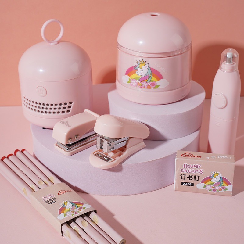 

Electric Pencil Sharpener Set Electronic Stationery Set Erasers Mechanical Cleaner Kit for Children Art School Supplies