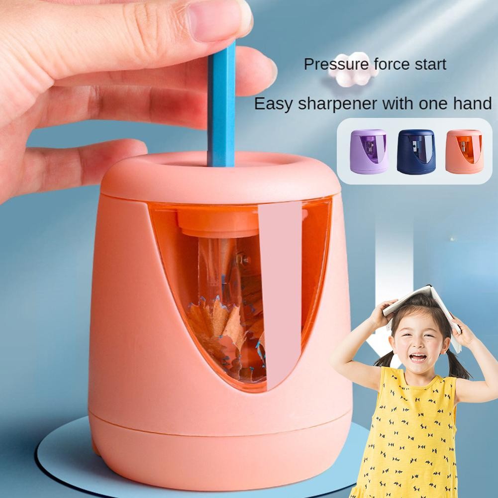 

Automatic Electric Pencil Sharpener With Cartoon Stickers Supplies Safety Protection School Office School Stationery G7U5