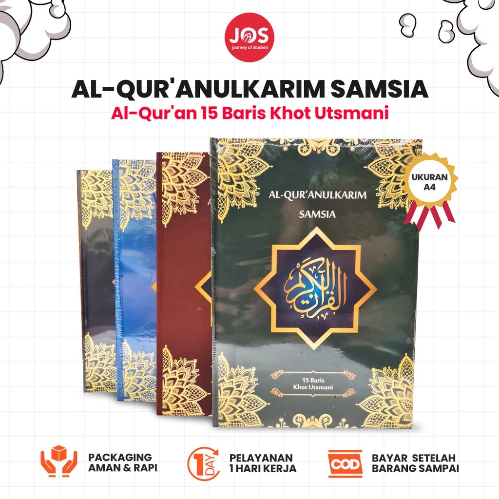 Al Quran Samsia Ukuran Besar A4 Quran Al Quranulkarim HVS 15 Baris Khot Utsmani