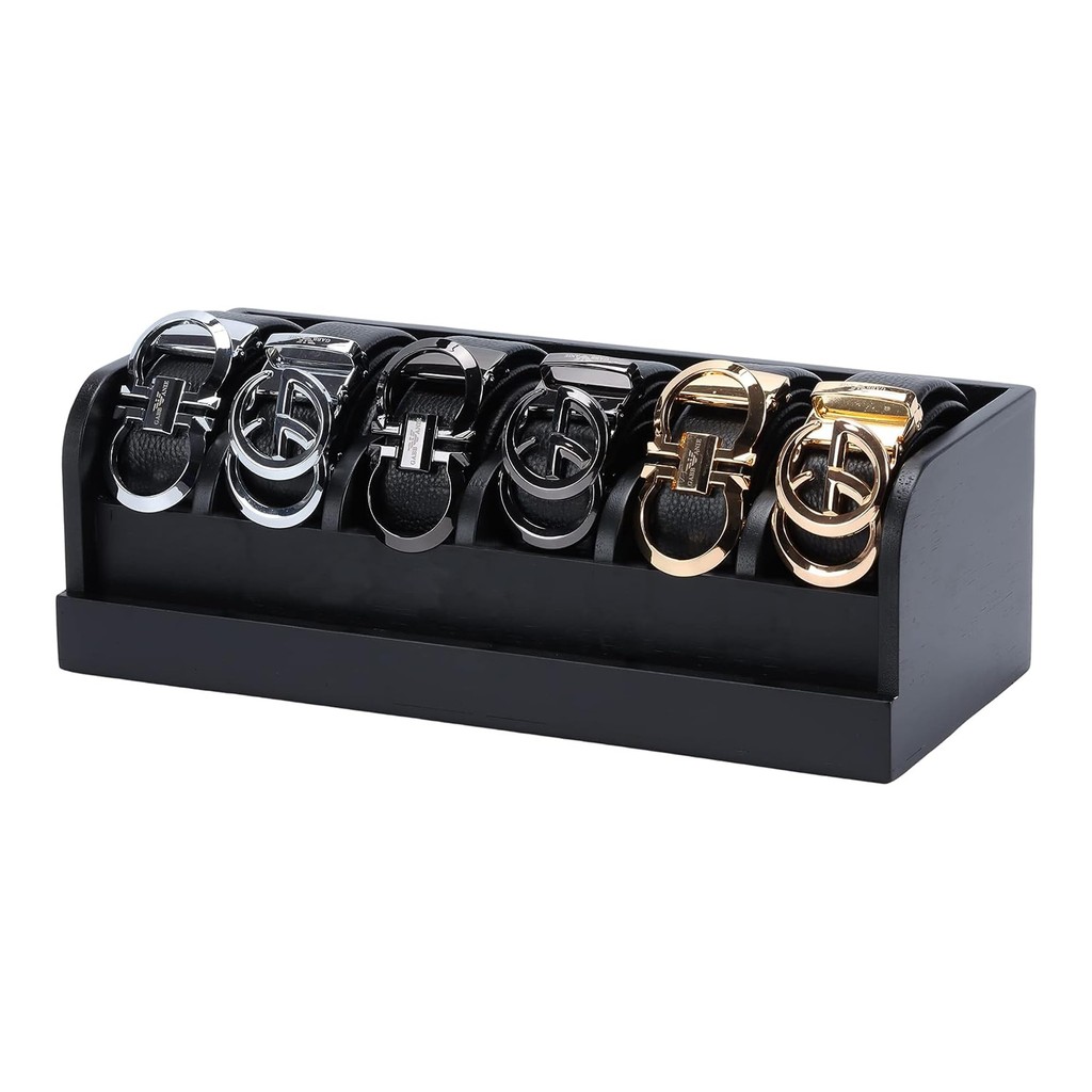 

Belt Organizer Box,6 Grids Belt Rack for Closet and Drawer, Belt Storage Organizer and Displayer for Men Women Black