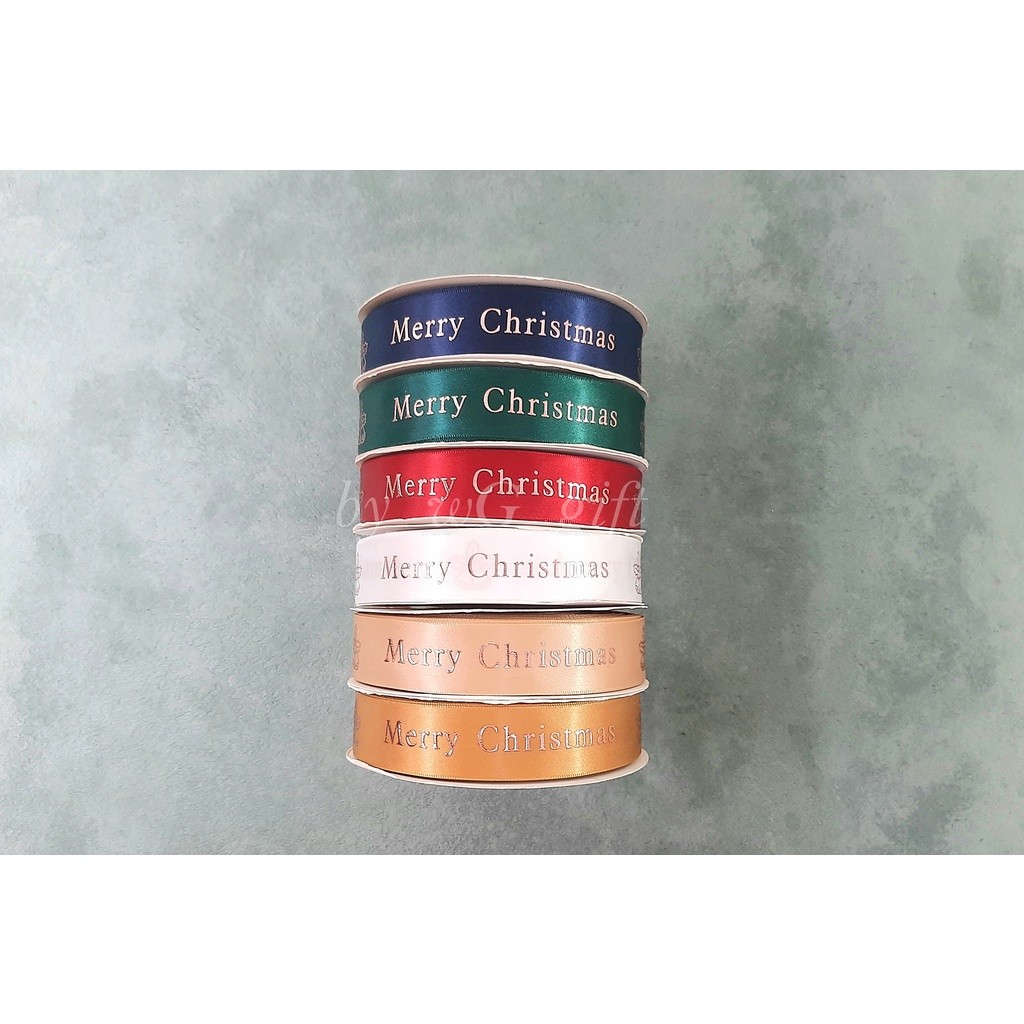 

Pita Natal - Merry Christmas Emboss - Lebar 2.5 Cm - Mix Colours A
