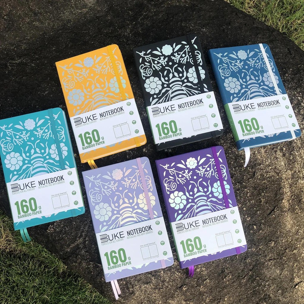 

BUKE Bullet Dotted Journal Pocket Travel Size Dot Grid Notebook, 160gsm Bamboo Thick White Paper, 112 Pages, 5x5 mm DOT-GRID