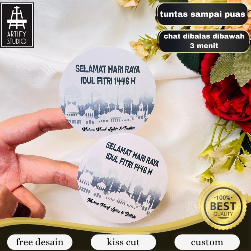

Artify 2-4 Sticker Label Lebaran Stiker Selamat Idul Fitri Bulat Kue Kering Ramadhan Eid Fitri
