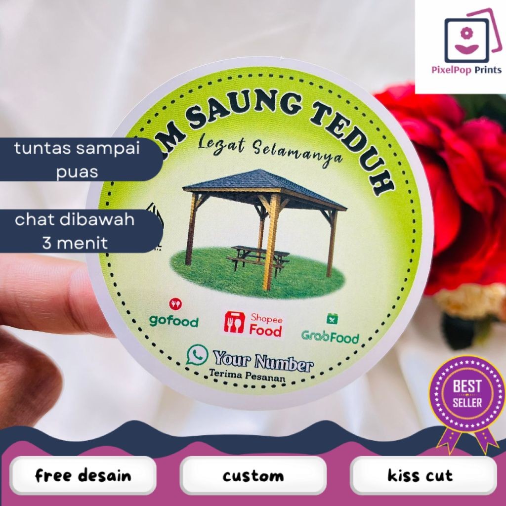 

Opikapip 9-15 Print Label Rumah Makan Free Desain Custom Nama Brand Restoran Stiker Chromo Murah