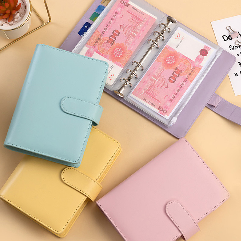 

PU Leather Budget Binder With Cash Envelopes Pockets Zip Small French Budget Pouch Binder For Saving Money A6 Planner Organizer