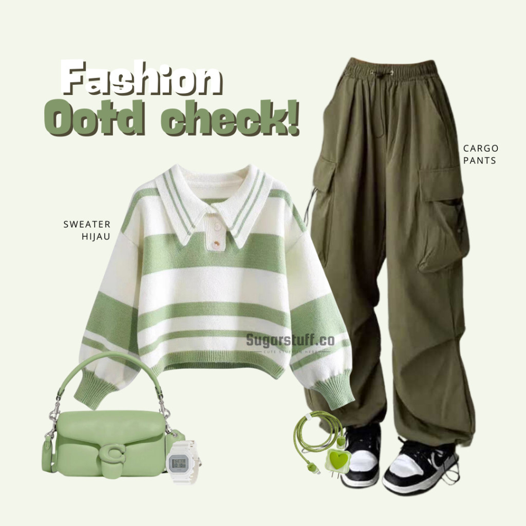 OOTD Lebaran - Oneset Korean Look Remaja Anak Perempuan Outfit Kerja Nongkrong One Set Setelan Wanit