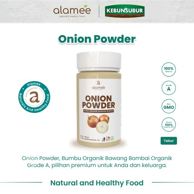 

ALAMEE Bawang Bombay Bubuk Bumbu Dapur Organik Onion Powder Ground Spice Bombai Tabur kebunsubur Kebunsubur