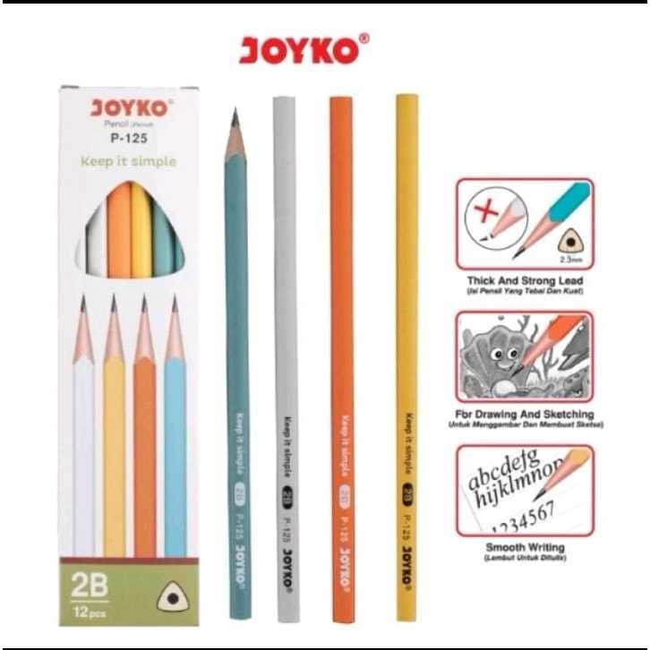 

Pensil 2B Joyko P-125 premium Pencil Triagonal Grip Trigonal Segita Warna Pastel - satuan